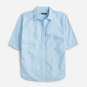 JCREW COLLECTION WOMENS EMBELLISHED CRYSTAL BLUE BUTTON DOWN SHIRT TOP SIZE 6
